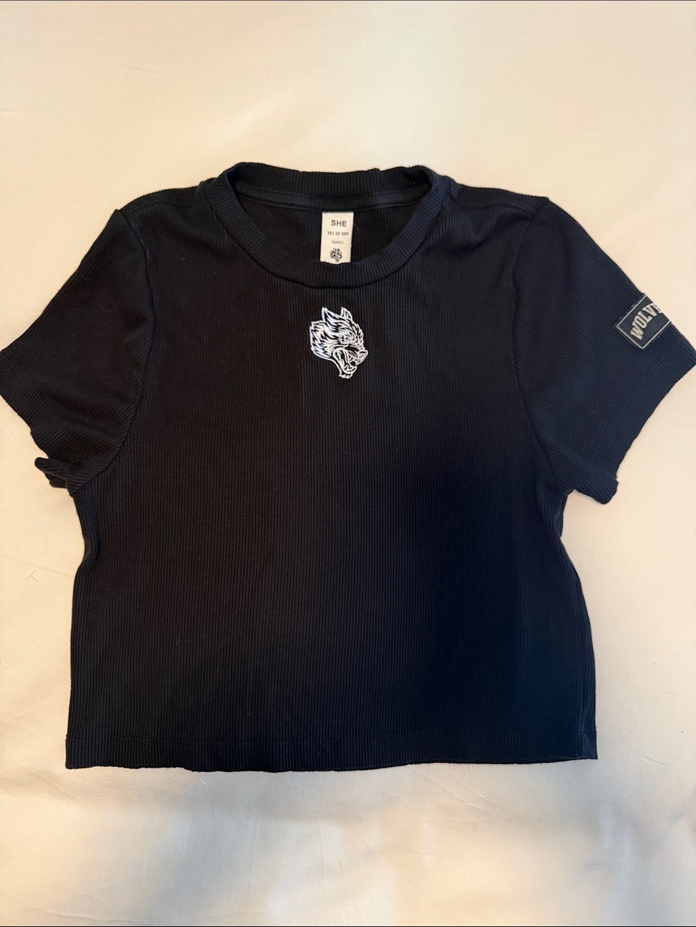Darc Sport Black Short Sleeve Tee with White Wolf Patch